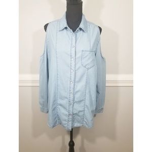 American Rag chambray cold shoulder top